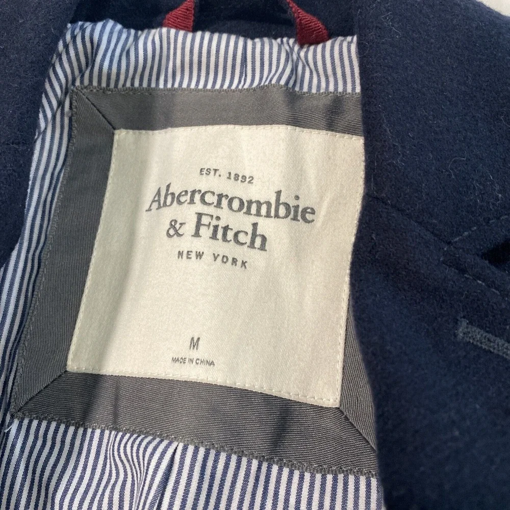 Abercrombie & Fitch‎ Navy Wool Blend Prep Lined Emblem Blazer Sz M